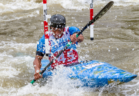 LIPTOVSKY MIKULAS, SLOVAKIA - JUN 22: ICF Canoe slalom world cup on Jun 22,2018 in Liptovsky Mikulasのeditorial素材