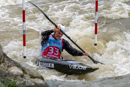 LIPTOVSKY MIKULAS, SLOVAKIA - JUN 22: ICF Canoe slalom world cup on Jun 22,2018 in Liptovsky Mikulasのeditorial素材