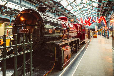 YORK, ENGLAND - MAY 16: Historic trains  in National railway museum on May 16, 2018 in Yorkのeditorial素材