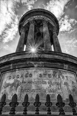 EDINBURGH, SCOTLAND - MAY 18: Dugald Stewart monument at Calton hill on May 18. 2018 in Edinburghのeditorial素材