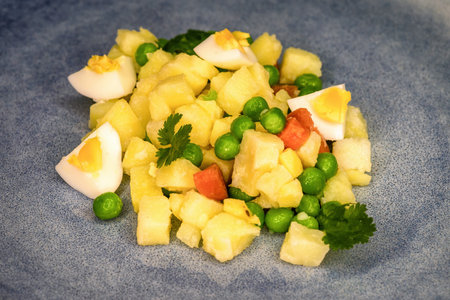 Healthy potato salad from vegetable on plateの写真素材