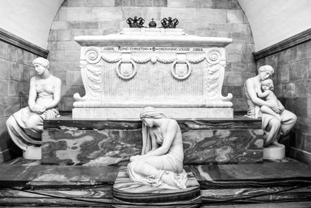ROSKILDE, DENMARK - AUGUST 3: Tomb of danish kings in Roskilde cathedral on August 3, 2012 in...