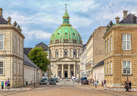 COPENHAGEN, DENMARK - AUGUST 2: The majestic Frederik's Church, or Marble Church, with an impressive dome and the rococo architecture forms in Copenhagen on August 2, 2012のeditorial素材