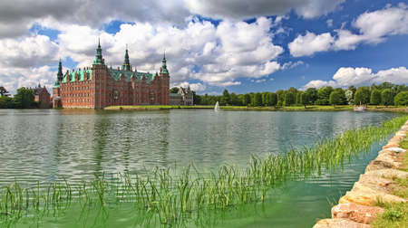 Frederiksborg castle and lake in Hillerod at Denmark.のeditorial素材