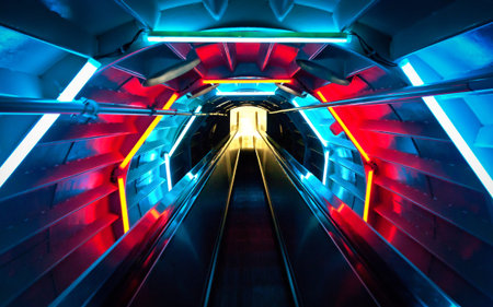 BRUSSELS, BELGIUM - MARCH 24, 2013: Inside of Atomium in city Brusselsのeditorial素材
