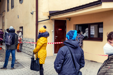 RUZOMBEROK, SLOVAKIA - MARCH 22 2021: Testing of Slovak population by Antigen tests for coronavirus...
