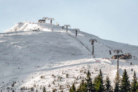 Cableways and slope at ski resort Jasna at Low Tatras mountains, Slovakiaのeditorial素材