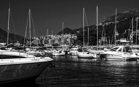 HERCEG NOVI, MONTENEGRO - AUGUST 10, 2010: Port full of saiboatsのeditorial素材