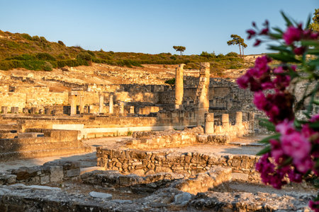 Archaeological site ancient Kamiros town in Rhodes island at Greeceの写真素材