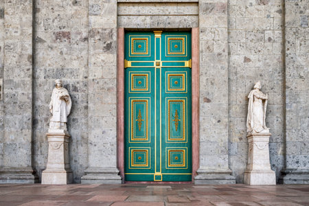 Big closed doors on Esztergom basilica in Hungary.
