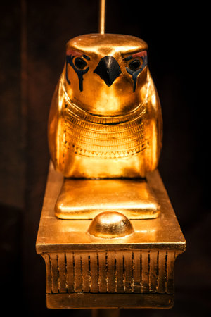 Sculpture from the tomb of Tutankhamun. Ancient falcon