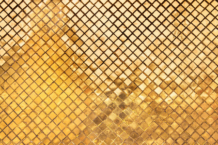 Gold abstract texture background  - Golden ceramic tile in The Grand Palace   Wat Phra Kaew  The Emerald Buddha Temple , Bangkok, Thailandの写真素材