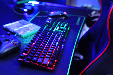 Keyboard with LED backlight. RGB colors. Gaming keyboard.