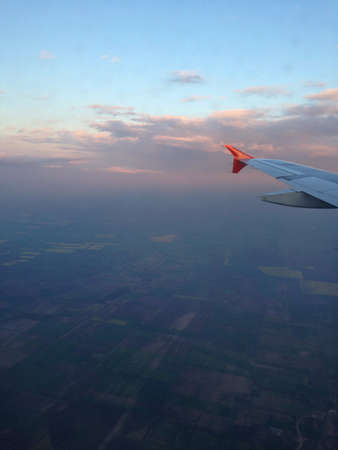 Beautiful view through airplane windowの写真素材