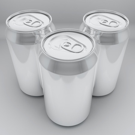 3d rendering aluminium cans on white backgroundの写真素材