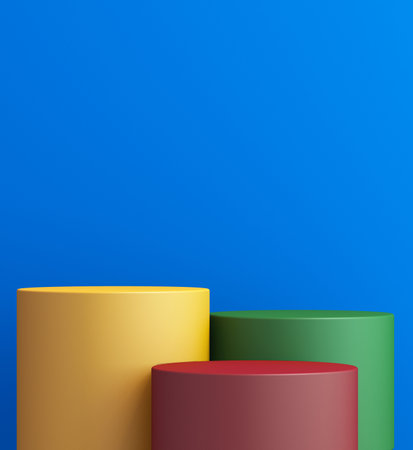 Product stand, colorful 3d mock up for presentation, colorful background, 3d renderingの写真素材