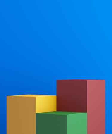 Product stand, colorful 3d mock up for presentation, colorful background, 3d renderingの写真素材