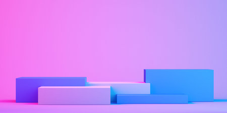 Product stand 3d mock up for presentation, colorful background, 3d renderingの写真素材
