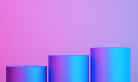 3d podium for mock up for product presentation, colorful background, 3d renderingの写真素材