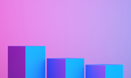 3d podium for mock up for product presentation, colorful background, 3d renderingの写真素材