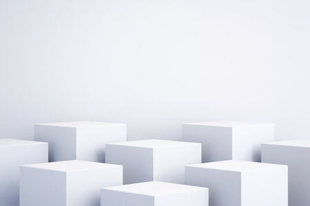 3d background for mock up podium for product presentation, white background, 3d renderingの写真素材