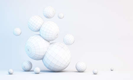 3d render of abstract yellow spheres ball , abstract composition backgroundの写真素材