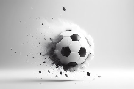 soccer ball with smoke on white background , Generative AIの素材