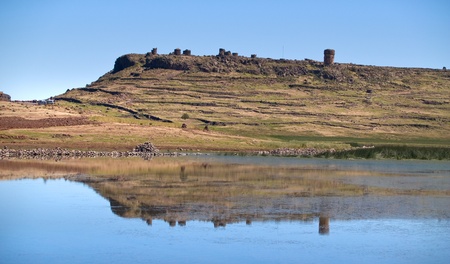 Sillustani Funeral Towers, Andes, Peruの写真素材