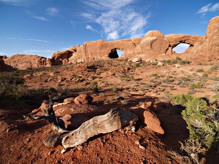 Strange rock formations at Arches National Park, USAの写真素材