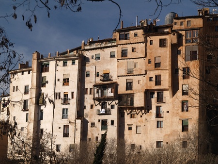Ancient tower houses in Cuenca, Spain の写真素材