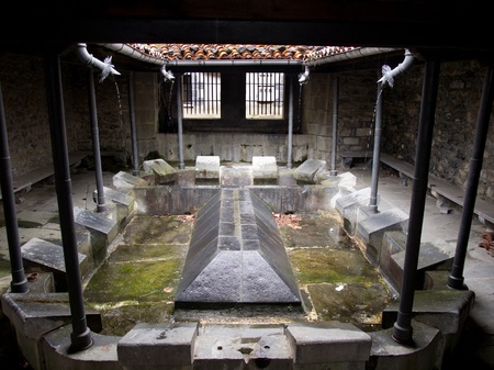 Ancient rown cloth washing place in Leitza, Navarra, Spainのeditorial素材