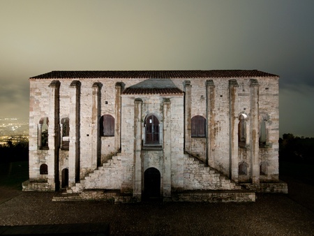 The church of St Mary at Mount Naranco is a Roman Catholic Asturian pre-Romanesque Asturian architecture church on the slope of Mount Naranco の写真素材