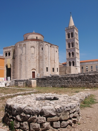 Church of st. Donat, a monumental building from the 9th century in Zadar, Croatiaの写真素材