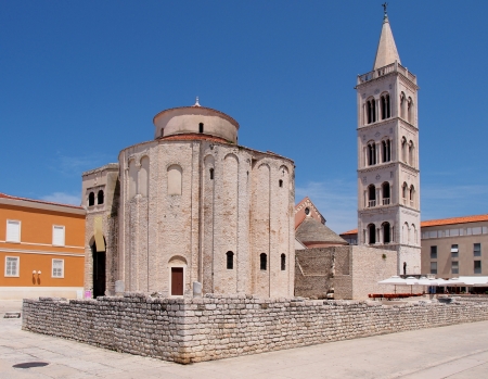 Church of st. Donat, a monumental building from the 9th century in Zadar, Croatiaの写真素材
