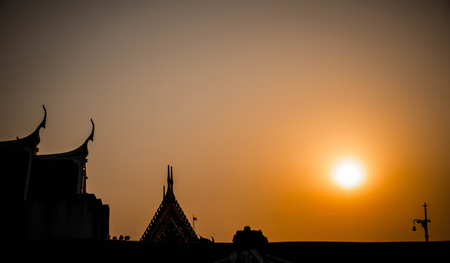 Temple in Thailand At sunsetの写真素材