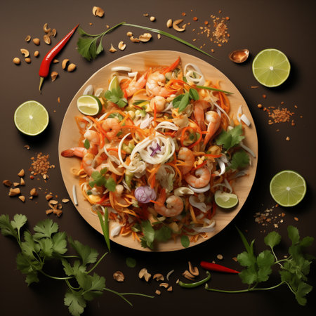 Print Advertising of premium fine dining padthai dish, top viewの素材