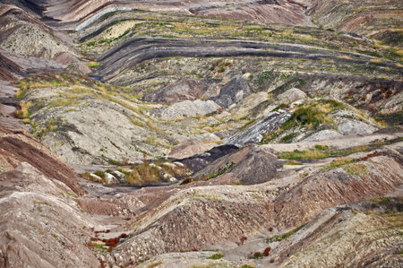 A lunar image of an exhausted area of the excavation area of an open-pit lignite mine in Belchatow,...