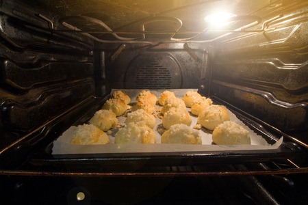Sweet Curd Buns Baking in the Ovenの写真素材