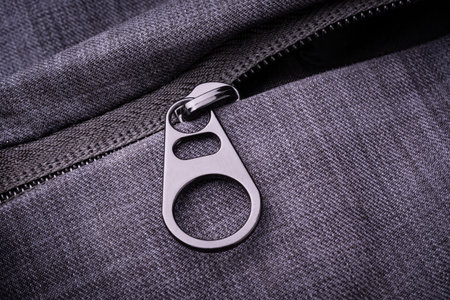 open pocket with zipper, denim beckground