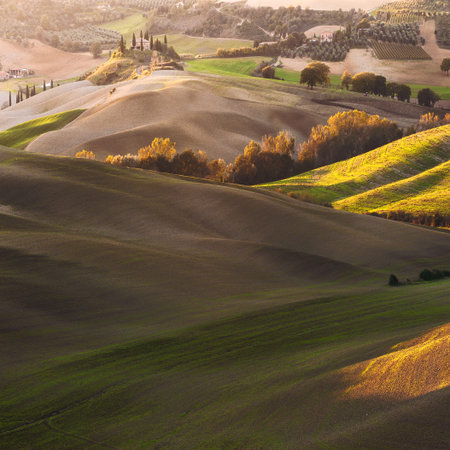 Tuscan house with a picturesque backgroundの写真素材
