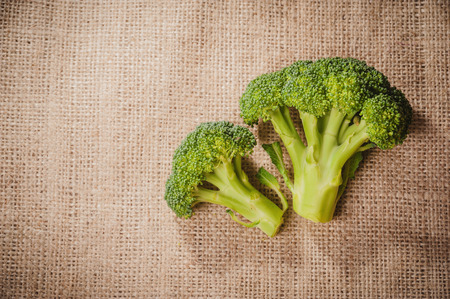 Broccoli on a linen backgroundの写真素材