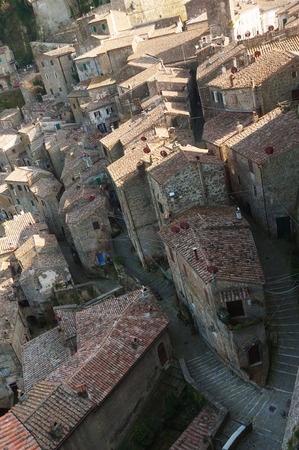 Beautiful medieval town in northern Tuscany, Soranoの写真素材