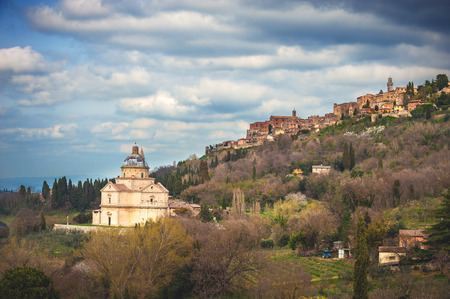 Etruscan town with a long history in northern Tuscany, Montepulcianoの写真素材