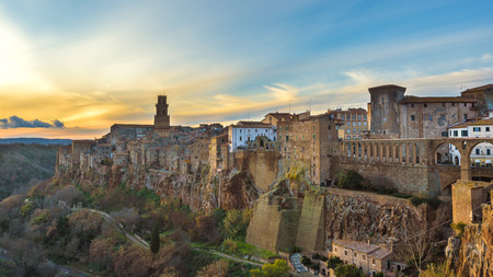 Panorama of the medieval town of Etruscan in Tuscany, Pitigliano.の写真素材