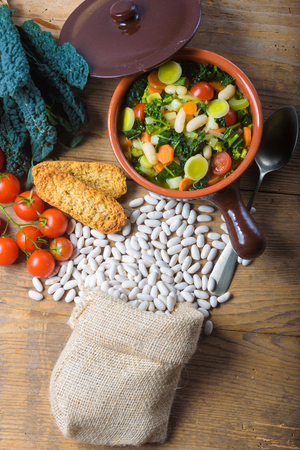Ribollita, Tuscan soup classic, old-fashioned meal peasants.の写真素材