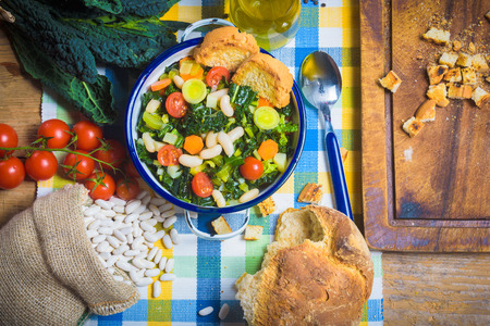 Ribollita, Tuscan soup classic, old-fashioned meal peasants.の写真素材
