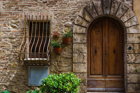 Tuscan restaurant in the corners of the medieval town of Montepulciano.の写真素材