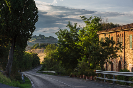 Way to the old city on the a winding road.の写真素材