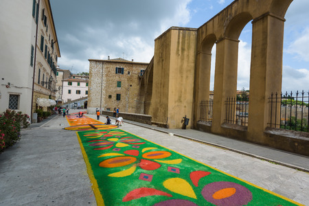 PITIGLIANO, Tuscany, ITALY - May 29: Religious procession "Corpus Domini" Each year,  May 29, 2016 in Pitigliano, Tuscany, Italyのeditorial素材