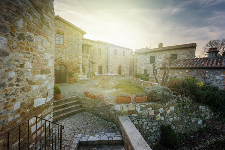 Hidden Tuscan town on the hills, the High Vignoni, Italyの写真素材